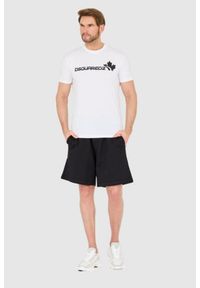 DSQUARED2 Biały męski bawełniany t-shirt z dużym logo, Rozmiar S. Kolor: biały. Materiał: bawełna