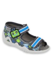 Befado obuwie dziecięce 250P098 niebieskie szare wielokolorowe zielone. Kolor: zielony, niebieski, wielokolorowy, szary. Materiał: bawełna, tkanina #5