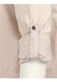 Koszula Weekendowa z Lnem, Krój Taliowany - Victorio - Beż. Kolor: brązowy, beżowy, wielokolorowy. Materiał: len, bawełna. Sezon: lato #3