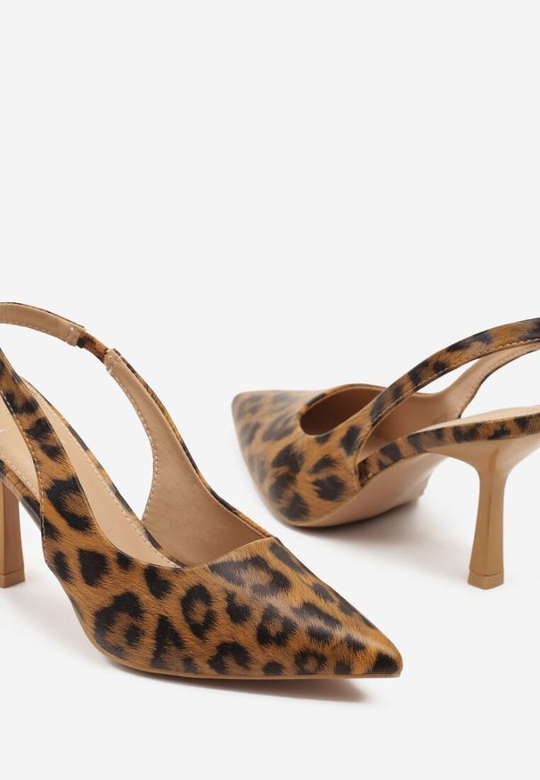 Renee - Panterkowe Sandały na Szpilce Slingback Falithra. Okazja: na imprezę, na co dzień. Materiał: jeans. Sezon: lato. Obcas: na szpilce. Styl: casual, klasyczny