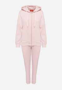 Born2be - Różowy Komplet Dresowy z Bawełną Bluza z Kapturem i Spodnie Jogger Sinaria. Kolor: różowy. Materiał: bawełna, dresówka #4