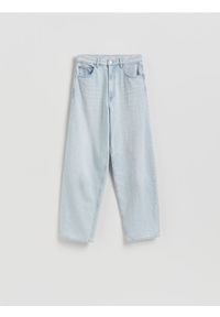 Reserved - Jeansy barrel leg - niebieski. Kolor: niebieski