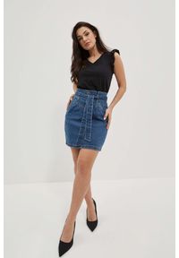 MOODO - Jeansowa spódnica z wysokim stanem. Stan: podwyższony. Materiał: jeans #1