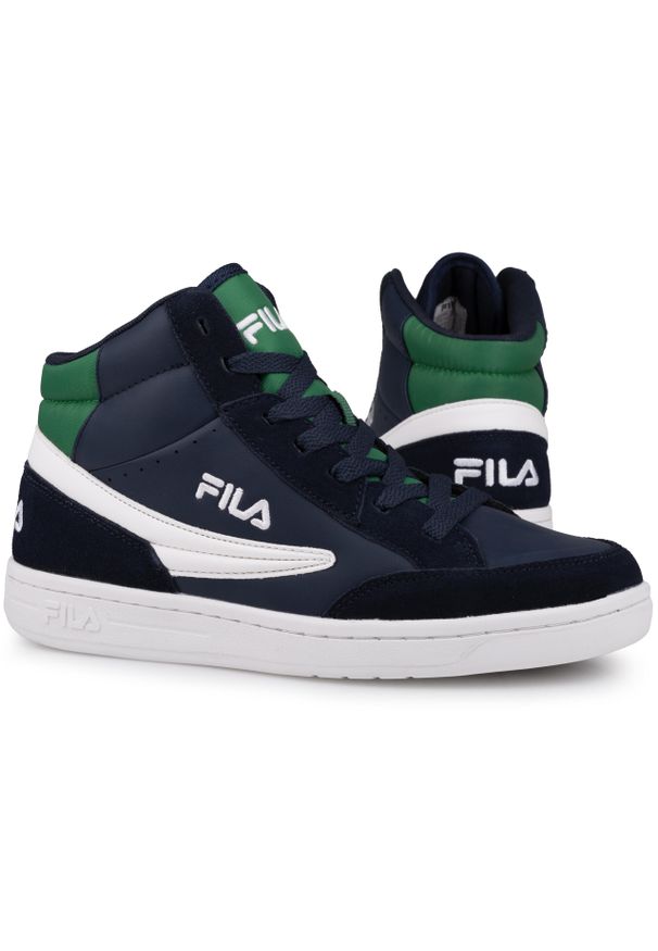 Buty młodzieżowe za kostkę Fila CREW MID TEENS. Wysokość cholewki: za kostkę. Kolor: niebieski, wielokolorowy, zielony. Sport: turystyka piesza