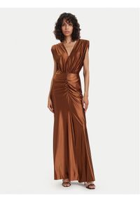 ACCESS FASHION Sukienka wieczorowa 63-3333-124 Brązowy Regular Fit. Kolor: brązowy. Materiał: syntetyk. Styl: wizytowy #1