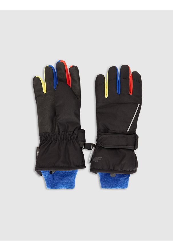 4f - 4F Rękawiczki narciarskie Thinsulate dziecięce - czarne L. Kolor: czarny. Materiał: skóra, materiał. Technologia: Thinsulate. Sezon: zima. Sport: narciarstwo