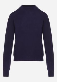 Born2be - Granatowy Sweter z Wełną i Wiskozą o Prostym Fasonie z Półgolfem Giolera. Okazja: na co dzień, do pracy, na spotkanie biznesowe. Kolor: niebieski. Materiał: wełna, wiskoza. Długość rękawa: długi rękaw. Długość: długie. Styl: casual, elegancki, biznesowy