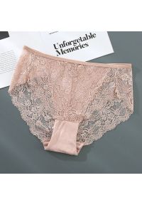 Intica - Majtki bezszwowe z koronką średni stan eleganckie codzienne Saimira. Kolor: różowy. Materiał: koronka. Wzór: koronka