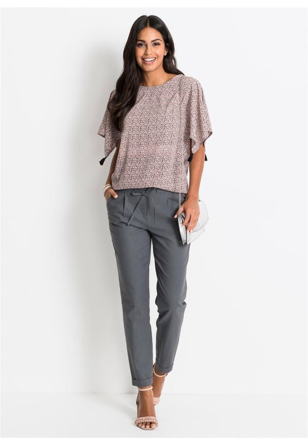 bonprix - Spodnie lniane. Kolor: szary. Materiał: len. Sezon: lato