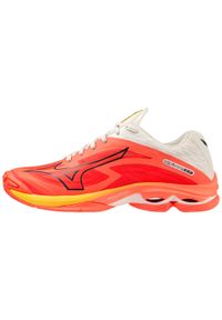 Buty halowe Mizuno Lightning Z7. Zapięcie: sznurówki. Kolor: wielokolorowy, czarny, czerwony. Materiał: syntetyk, materiał. Szerokość cholewki: normalna