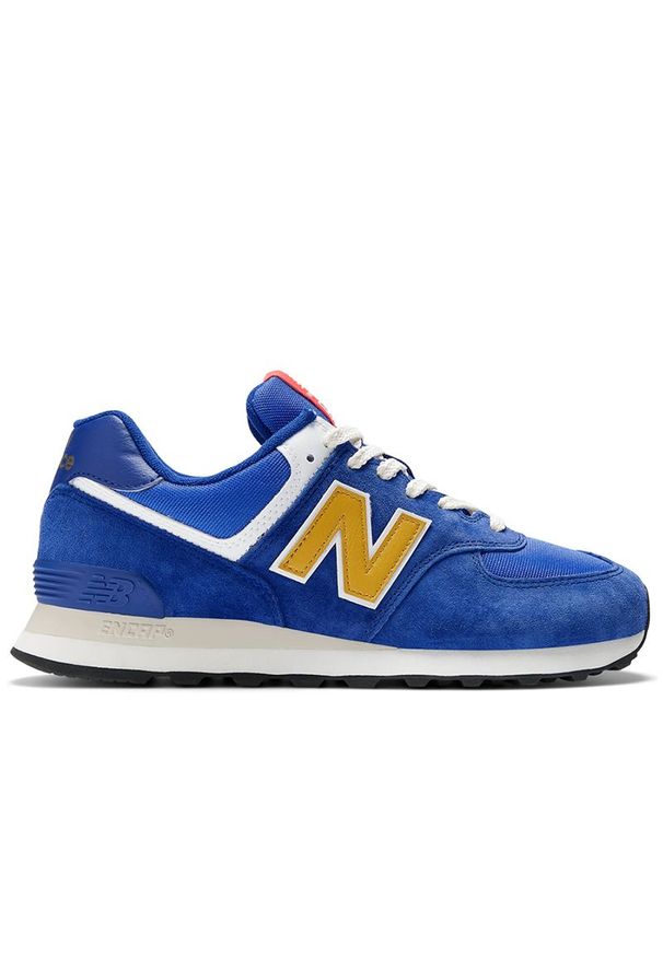Buty New Balance U574HBG - niebieskie. Okazja: na co dzień. Kolor: niebieski. Materiał: materiał, syntetyk, skóra, guma, zamsz. Szerokość cholewki: normalna. Model: New Balance 574