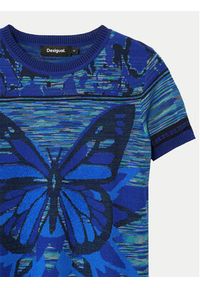 Desigual Sweter Butterfly 24WWTK08 Niebieski Regular Fit. Kolor: niebieski. Materiał: bawełna, wiskoza #4