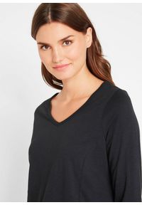 bonprix - Długi shirt z bawełny organicznej. Kolor: czarny. Materiał: bawełna. Długość: długie #2