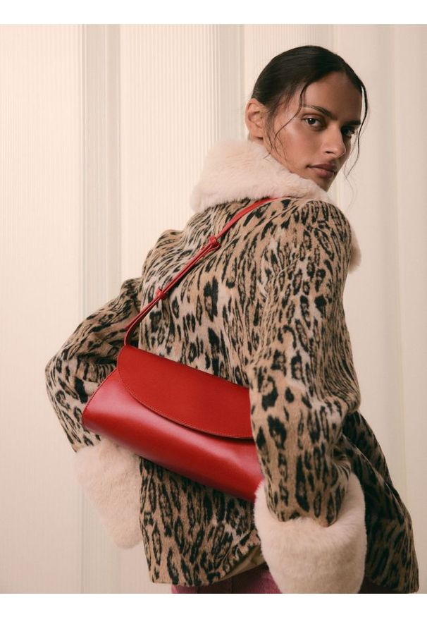 Reserved - Skórzana torebka baguette - czerwony. Kolor: czerwony. Materiał: skórzane