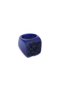 Brazi Druse Jewelry - Pierścionek Agat Granatowy Druza rozmiar 14. Kolor: niebieski. Kamień szlachetny: agat