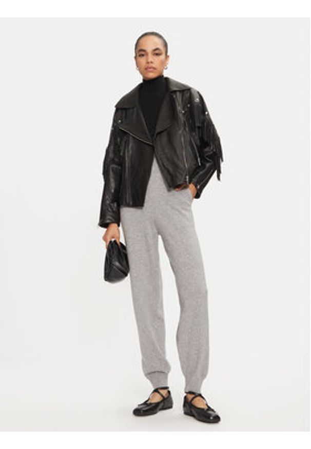 Pinko - PINKO Spodnie materiałowe 104316 A271 Szary Regular Fit. Kolor: szary. Materiał: wełna