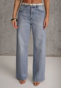 Renee - Niebieskie Jeansy High Waist Wide Leg z Bawełną Conana. Stan: podwyższony. Kolor: niebieski. Styl: klasyczny #5