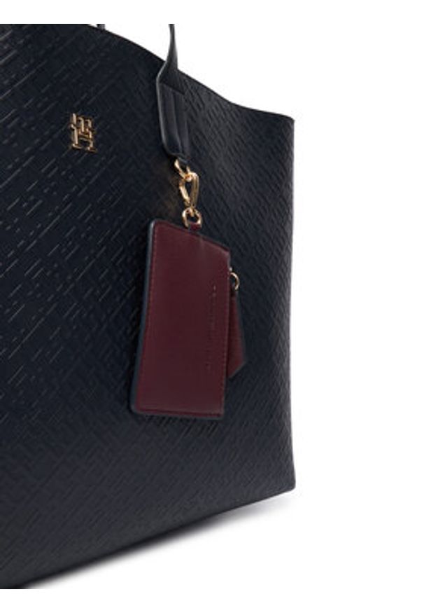 TOMMY HILFIGER - Tommy Hilfiger Torebka Th Icon Tote Mono AW0AW18174 Granatowy. Kolor: niebieski. Materiał: skórzane