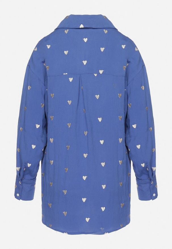 Born2be - Niebieska Bawełniana Koszula z Lnem o Klasycznym Fasonie Tallriel. Okazja: na co dzień. Kolor: niebieski. Materiał: bawełna, len. Sezon: lato. Styl: klasyczny