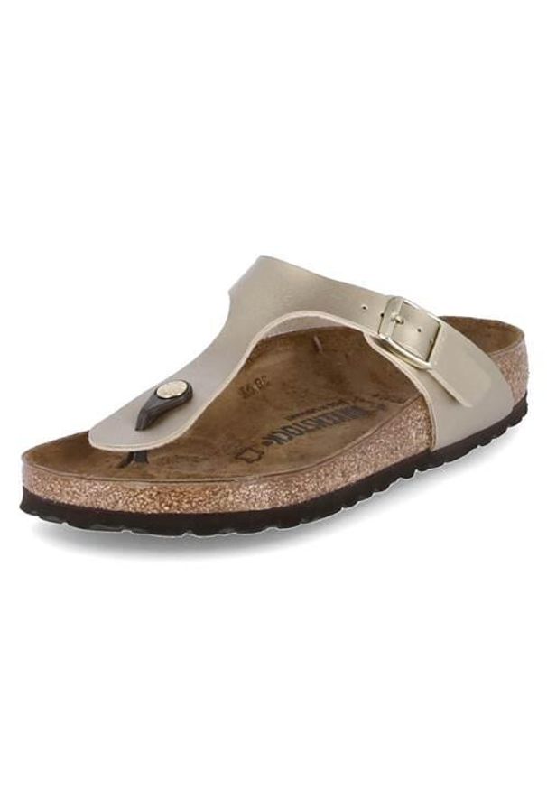 Japonki damskie Birkenstock Gizeh. Zapięcie: bez zapięcia. Kolor: żółty. Materiał: skóra, materiał. Sport: turystyka piesza