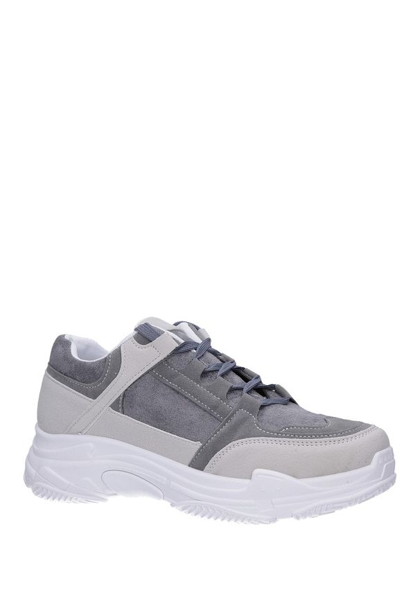 Casu - Szare buty sportowe sneakersy sznurowane casu 6626. Okazja: na co dzień, na uczelnię, do pracy. Kolor: szary. Materiał: skóra ekologiczna, materiał. Szerokość cholewki: normalna. Sezon: wiosna, lato