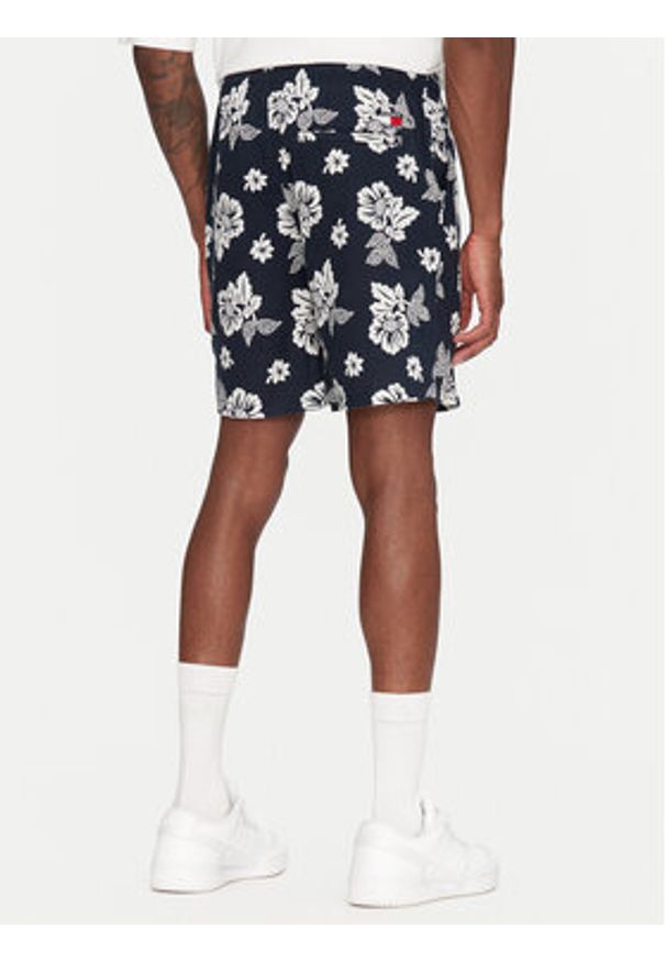 Tommy Jeans Szorty materiałowe Slub Aop Beach DM0DM21947 Granatowy Regular Fit. Kolor: niebieski. Materiał: bawełna