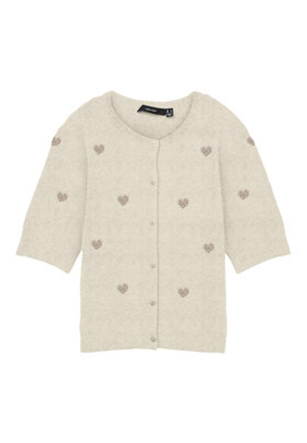 Vero Moda Kardigan Doffy 10330795 Beżowy Regular Fit. Kolor: beżowy. Materiał: syntetyk