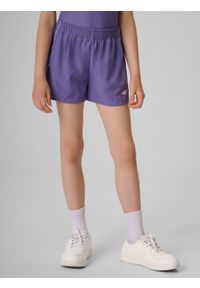 4f - 4F Spodenki sportowe dziewczęce - fioletowe 122/128 (6-8 lat). Kolor: fioletowy. Materiał: dresówka. Sezon: lato. Styl: sportowy #2