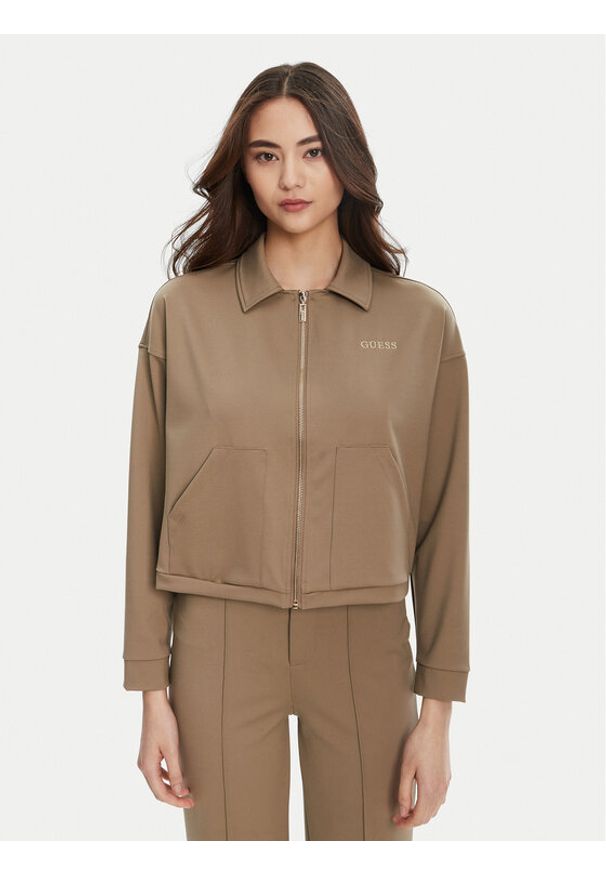 Guess Bluza V5YL08 KCX42 Brązowy Regular Fit. Kolor: brązowy. Materiał: syntetyk
