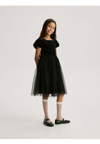 Reserved - Sukienka z łączonych materiałów - czarny. Kolor: czarny. Materiał: materiał #1
