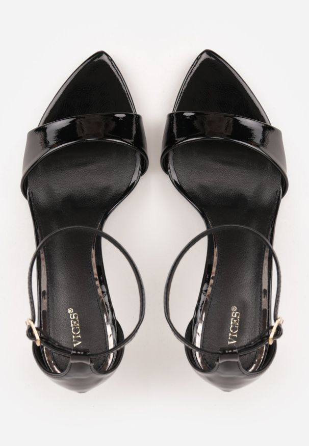 Born2be - Czarne Sandały na Szpilce VICES Eleganckie ze Sprzączką przy Kostce Agereia. Okazja: na co dzień. Zapięcie: sprzączka. Kolor: czarny. Materiał: jeans. Obcas: na szpilce. Styl: elegancki