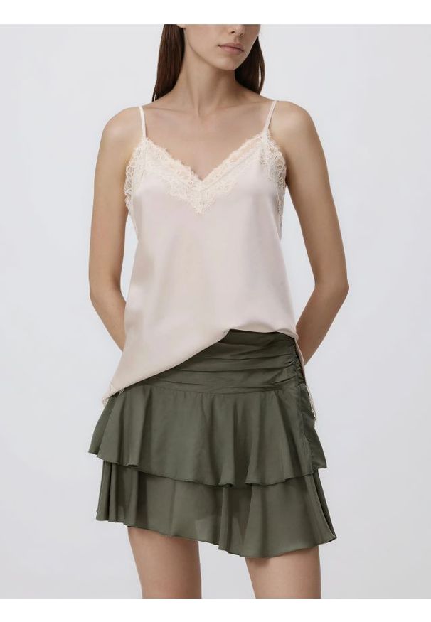 Reserved - Spódnico-szorty z lyocellem - ciemnozielony. Kolor: zielony. Materiał: wiskoza