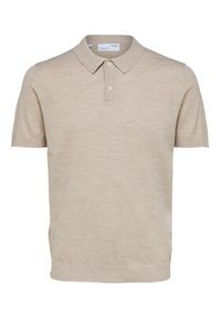Selected Homme Polo 16088649 Beżowy. Typ kołnierza: polo. Kolor: beżowy. Materiał: syntetyk #5