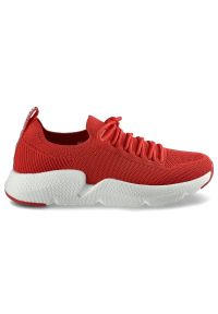 Big-Star - Czerwone Sneakersy Big Star Damskie Sportowe Buty. Okazja: na spacer. Kolor: czerwony. Materiał: materiał. Szerokość cholewki: normalna. Sport: turystyka piesza #6