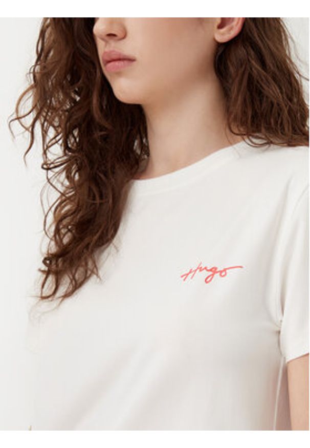 Hugo - HUGO T-Shirt 50534300 Beżowy Regular Fit. Kolor: beżowy. Materiał: bawełna