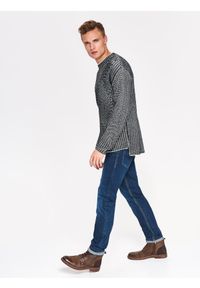 TOP SECRET - Sweter długi rękaw męski oversize we wzory. Kolor: szary. Materiał: dzianina, jeans, prążkowany. Długość rękawa: długi rękaw. Długość: długie. Sezon: zima, jesień. Styl: elegancki #3