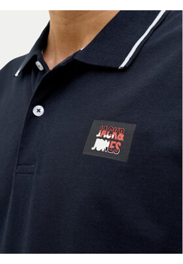 Jack & Jones - Jack&Jones Polo Hudson 12269238 Granatowy Regular Fit. Typ kołnierza: polo. Kolor: niebieski. Materiał: bawełna