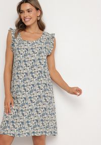 Born2be - Niebieska Rozkloszowana Sukienka Bawełniana bez Rękawów w Wzór Paisley Tullio. Okazja: na co dzień. Kolor: niebieski. Materiał: bawełna. Długość rękawa: bez rękawów. Wzór: paisley. Styl: casual, elegancki #5