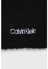Calvin Klein Czapka kolor czarny z cienkiej dzianiny z domieszką wełny. Kolor: czarny. Materiał: wełna, dzianina #3