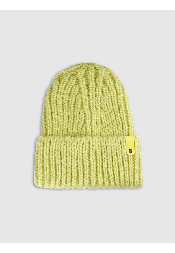 4f - 4F Czapka beanie damska - zielona S. Kolor: zielony. Materiał: dzianina, syntetyk, materiał. Sezon: zima. Styl: klasyczny, sportowy