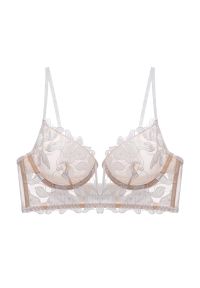 Intica - Koronkowa braletka z fiszbinami regulowane ramiączka elegancki styl Waltraude. Kolor: beżowy. Materiał: koronka. Rodzaj stanika: biustonosz z fiszbinami. Wzór: koronka