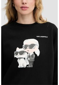 Karl Lagerfeld - KARL LAGERFELD Czarna damska bluza Ikon Duo, Rozmiar XS. Kolor: czarny. Materiał: bawełna. Wzór: nadruk #2