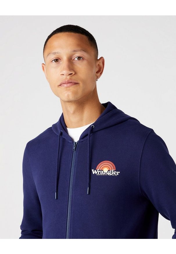 Wrangler - WRANGLER ZIP THRU RAINBOW MĘSKA BLUZA ROZPINANA LOGO MEDIEVAL BLUE W6J0ILX9I 112146207