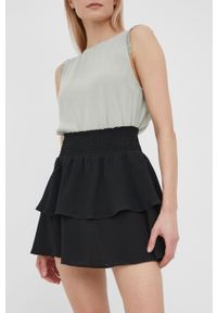 only - Only spódnica kolor czarny mini rozkloszowana. Kolor: czarny. Materiał: tkanina #3