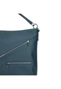 Wittchen - Torebka worek ze skośnym suwakiem. Kolor: zielony. Wzór: aplikacja. Materiał: skórzane. Styl: elegancki, sportowy #7