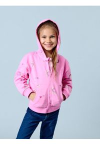 Sinsay - Rozpinana bluza z kapturem z motywem tęczy - różowy. Typ kołnierza: kaptur. Kolor: różowy #1