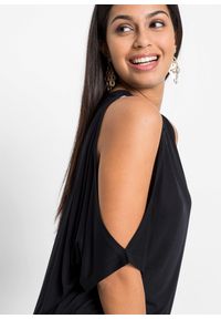 bonprix - Bluzka z wiskozy odkrytymi ramionami. Kolor: czarny. Materiał: wiskoza. Długość rękawa: krótki rękaw. Długość: krótkie #2