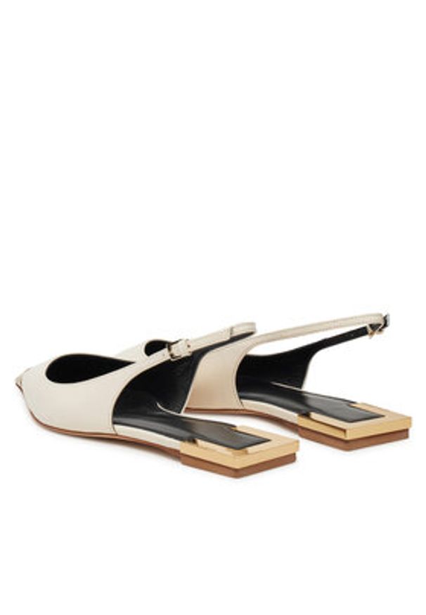 Elisabetta Franchi Baleriny SA-07L-51E2 Écru. Materiał: skóra