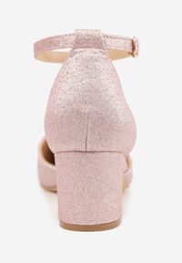 Born2be - Szampańskie Brokatowe Czółenka VICES na Obcasie z Wkładką ze Skóry Naturalnej Corata. Nosek buta: szpiczasty. Zapięcie: sprzączka. Kolor: złoty. Materiał: skóra. Wzór: aplikacja. Sezon: lato. Obcas: na obcasie. Wysokość obcasa: średni #3