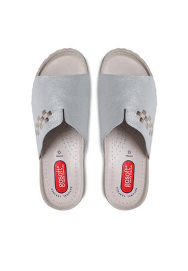 Go Soft Klapki EST-2299-02 Srebrny. Kolor: srebrny. Materiał: skóra